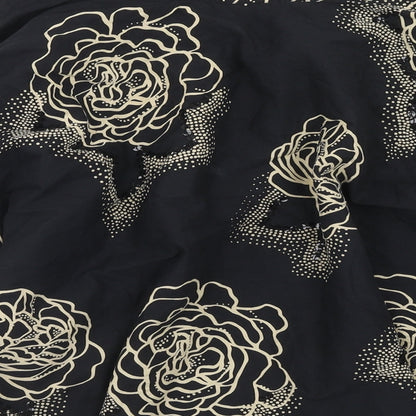 Miss Selfridge Womens Black Floral Cotton Tulip Skirt Size 8 Zip