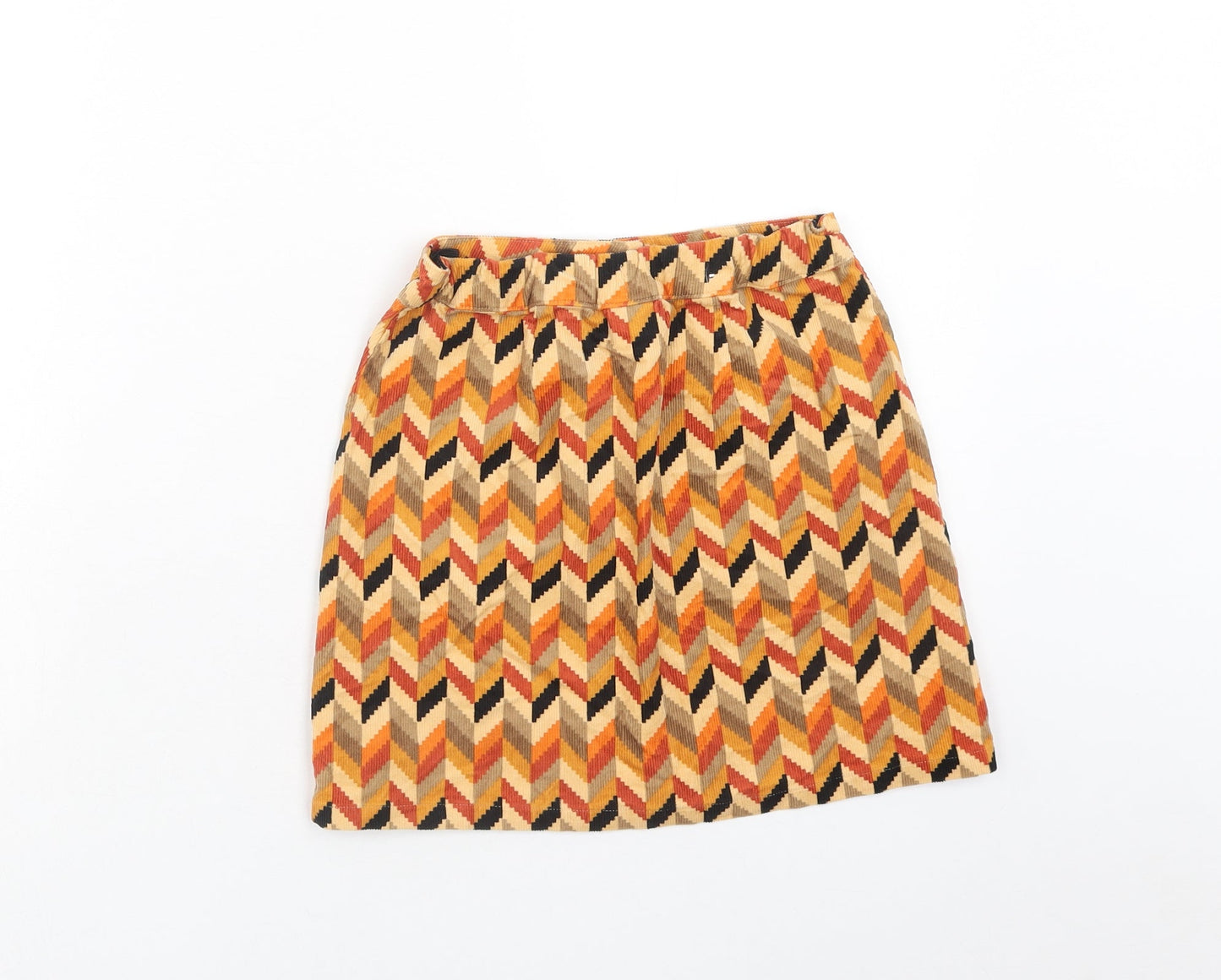 NEXT Girls Orange Geometric Cotton Straight & Pencil Skirt Size 11 Years Regular Zip