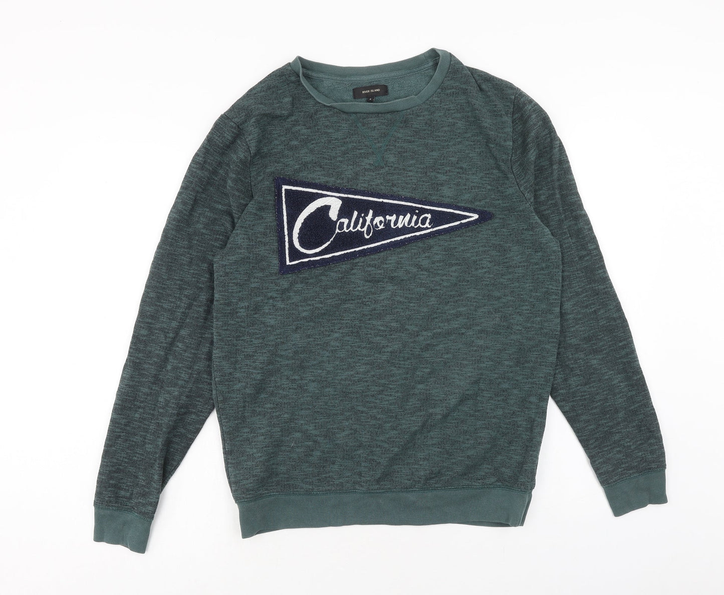 Mens UK Size S River Island Green Pullover Sweatshirt