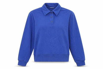 Monkl Womens Blue Cotton Pullover Sweatshirt Size 2XS Button