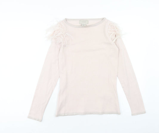 Coast Womens Pink Round Neck Polyester Pullover Jumper Size 8