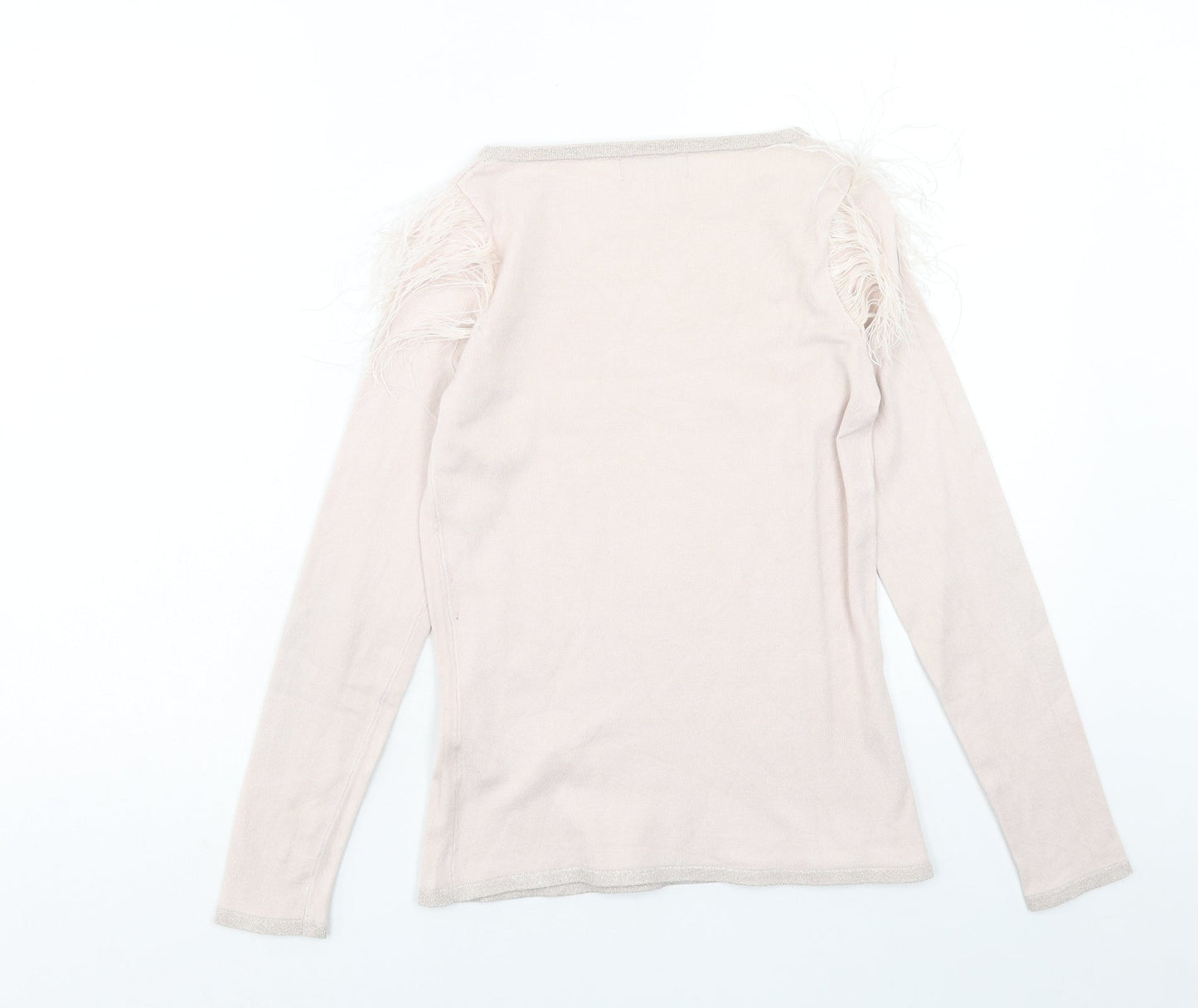 Coast Womens Pink Round Neck Polyester Pullover Jumper Size 8