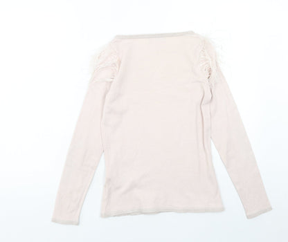 Coast Womens Pink Round Neck Polyester Pullover Jumper Size 8