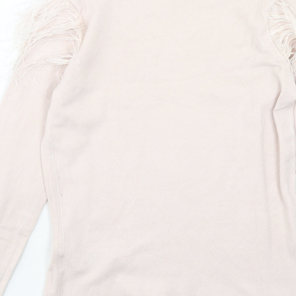 Coast Womens Pink Round Neck Polyester Pullover Jumper Size 8