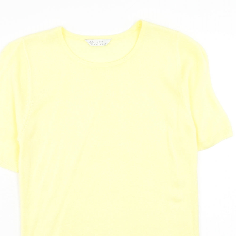BHS Womens Yellow Round Neck Acrylic Pullover Jumper Size 8