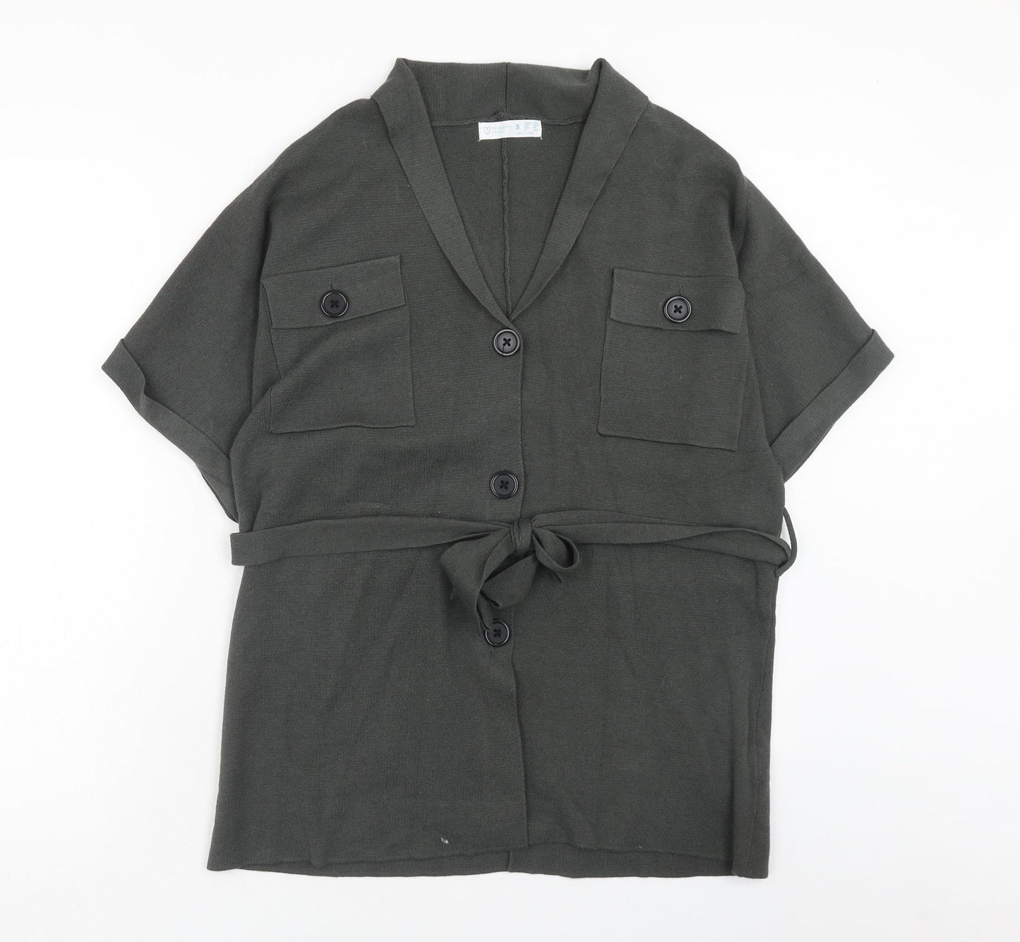 Primark Womens Grey V-Neck Polyester Cardigan Jumper Size S - Size 10-12