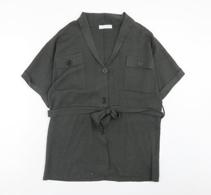 Primark Womens Grey V-Neck Polyester Cardigan Jumper Size S - Size 10-12