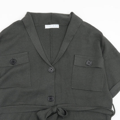 Primark Womens Grey V-Neck Polyester Cardigan Jumper Size S - Size 10-12