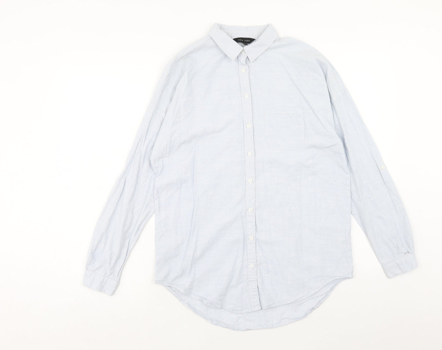 Womens UK Size 8 New Look Blue Basic Button-Up