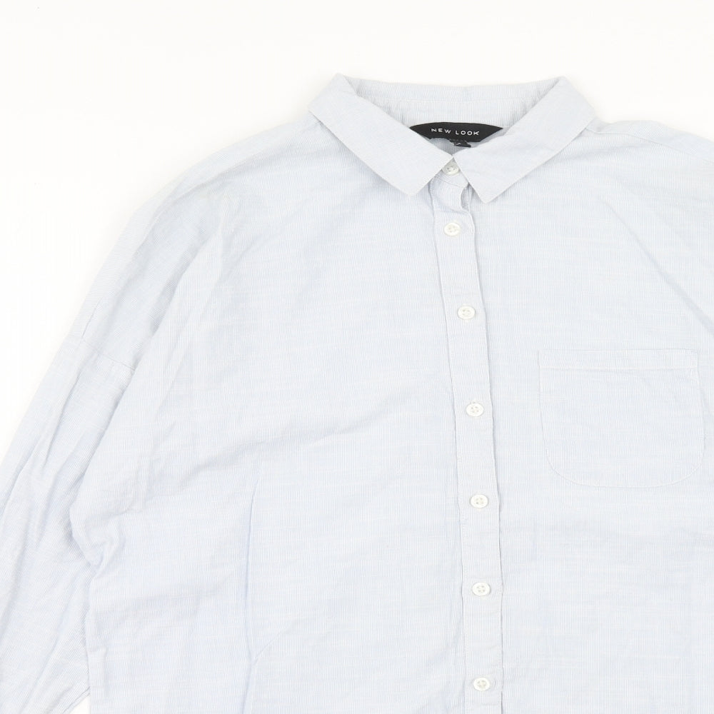 Womens UK Size 8 New Look Blue Basic Button-Up