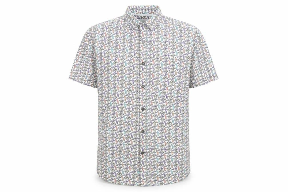 Mens UK Size S BCL London White  Button-Up Short Sleeve Casual Shirt
