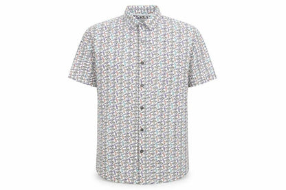 Mens UK Size S BCL London White  Button-Up Short Sleeve Casual Shirt