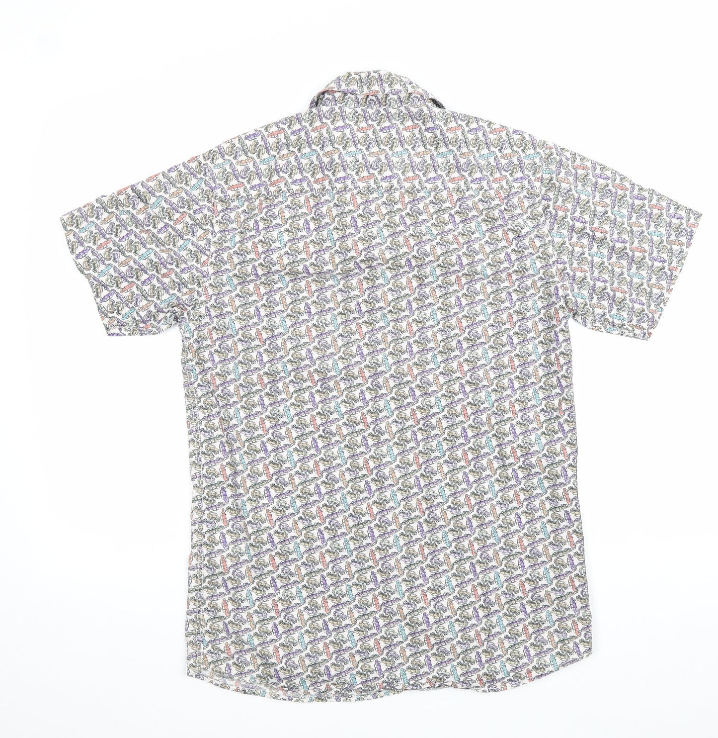 Mens UK Size S BCL London White  Button-Up Short Sleeve Casual Shirt