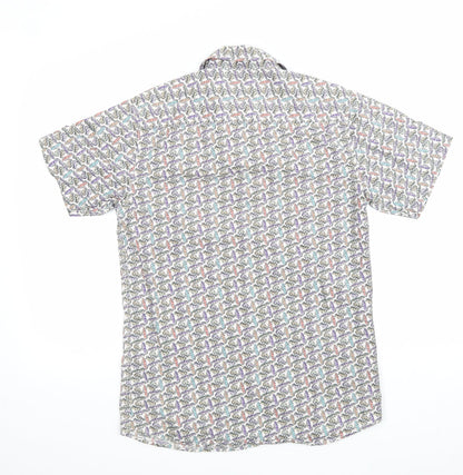 Mens UK Size S BCL London White  Button-Up Short Sleeve Casual Shirt