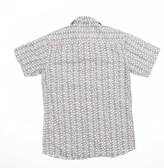 Mens UK Size S BCL London White  Button-Up Short Sleeve Casual Shirt