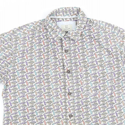Mens UK Size S BCL London White  Button-Up Short Sleeve Casual Shirt