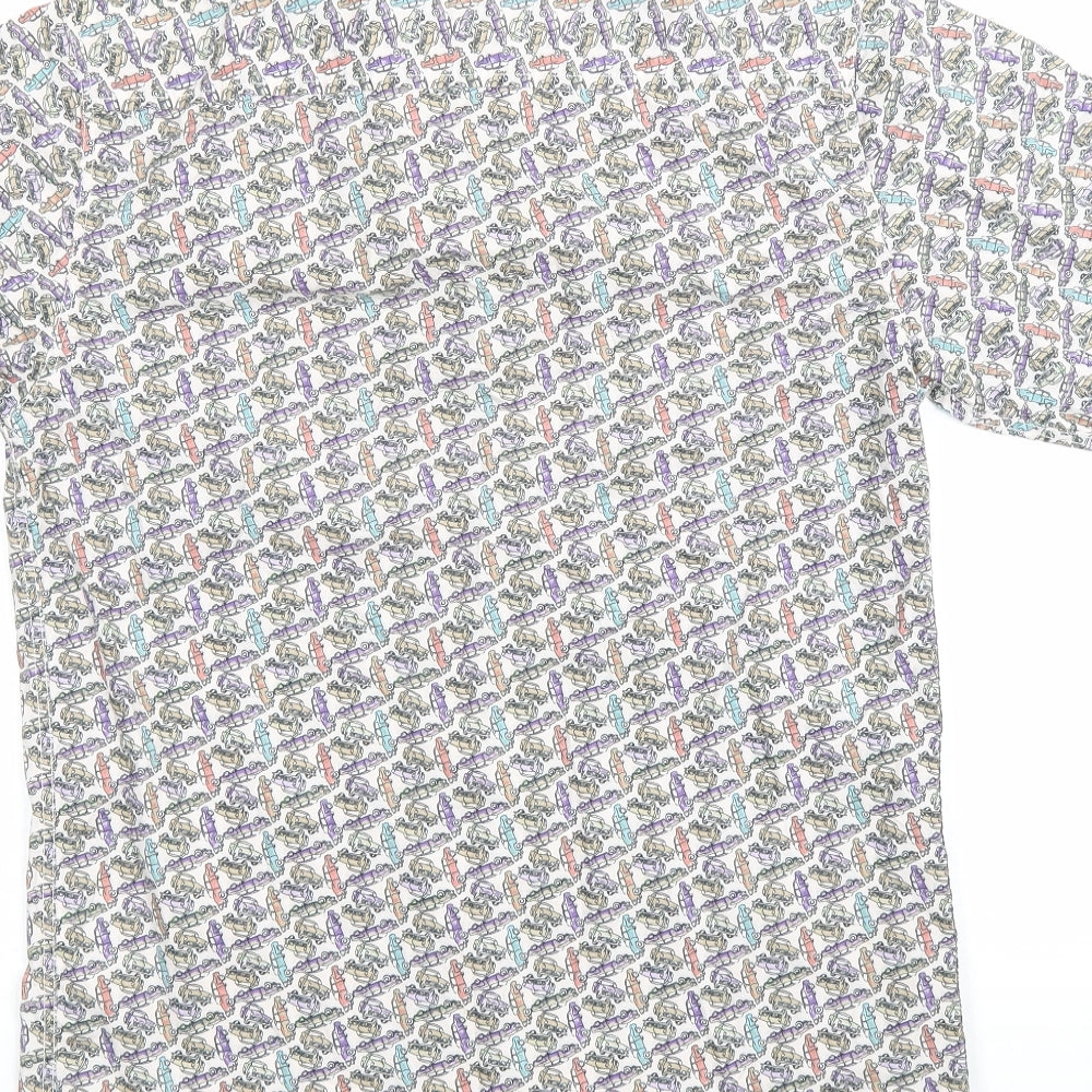 Mens UK Size S BCL London White  Button-Up Short Sleeve Casual Shirt