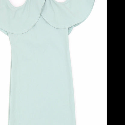 River Island Womens Blue Viscose Bodycon Size 8 Square Neck Pullover - Cold Shoulder
