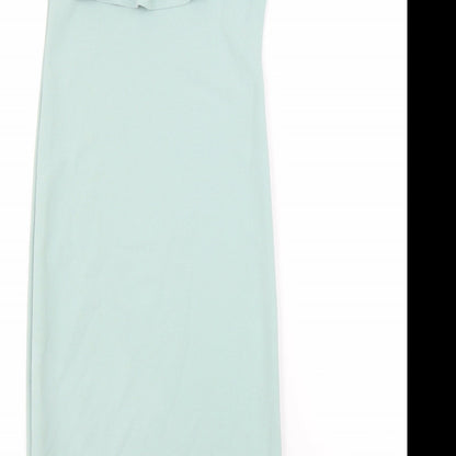 River Island Womens Blue Viscose Bodycon Size 8 Square Neck Pullover - Cold Shoulder