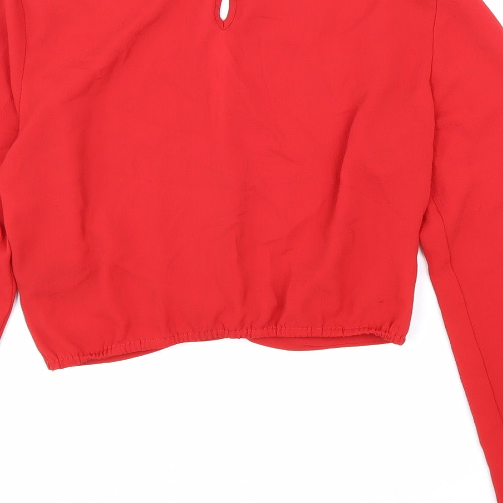 Womens UK Size 6 Divided Red Basic Blouse