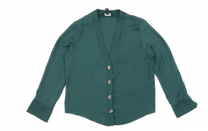 Womens UK Size 6 New Look Green Basic Button-Up