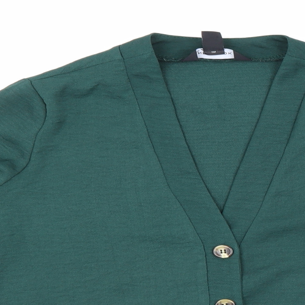 Womens UK Size 6 New Look Green Basic Button-Up