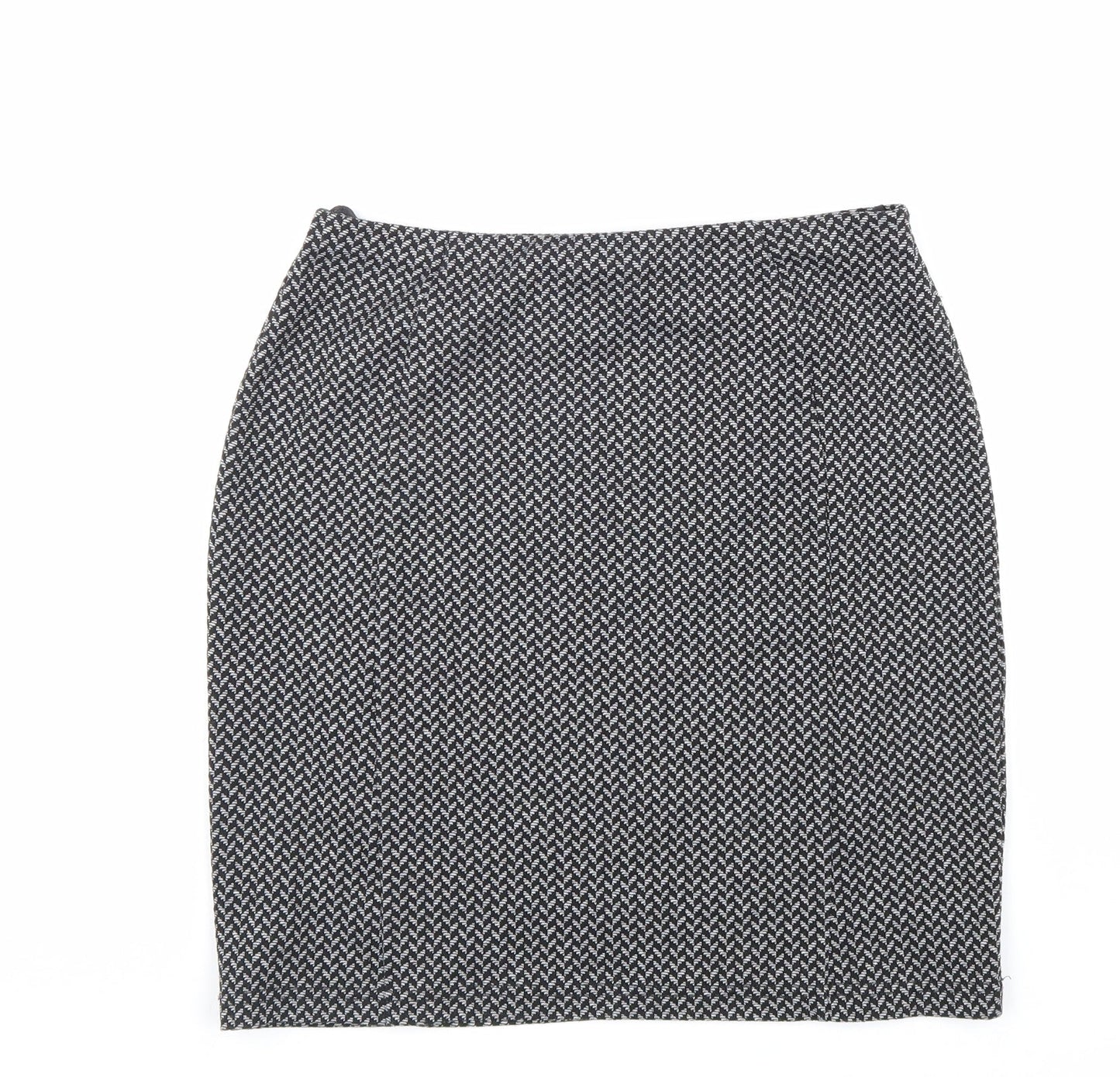 Papaya Womens Black Herringbone Polyester Straight & Pencil Skirt Size 10