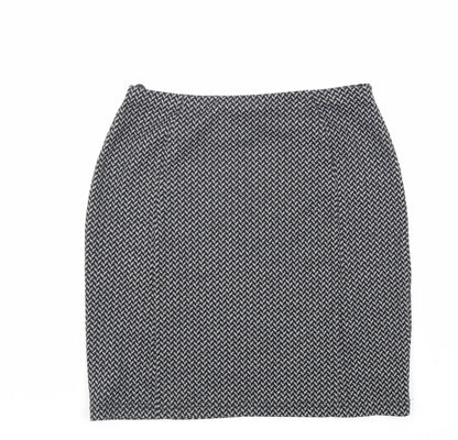 Papaya Womens Black Herringbone Polyester Straight & Pencil Skirt Size 10