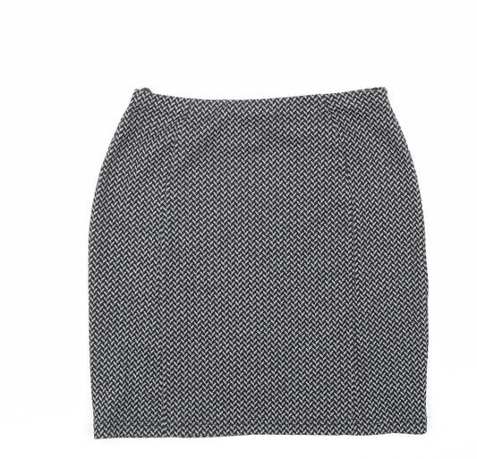 Papaya Womens Black Herringbone Polyester Straight & Pencil Skirt Size 10