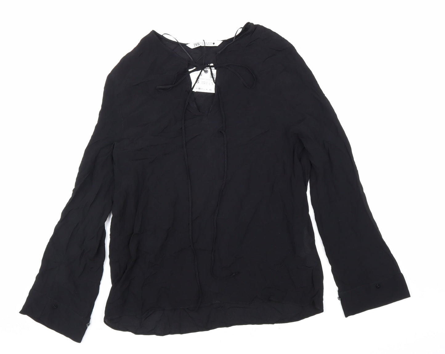 Womens UK Size S Zara Black Basic Blouse