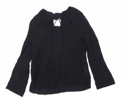 Womens UK Size S Zara Black Basic Blouse