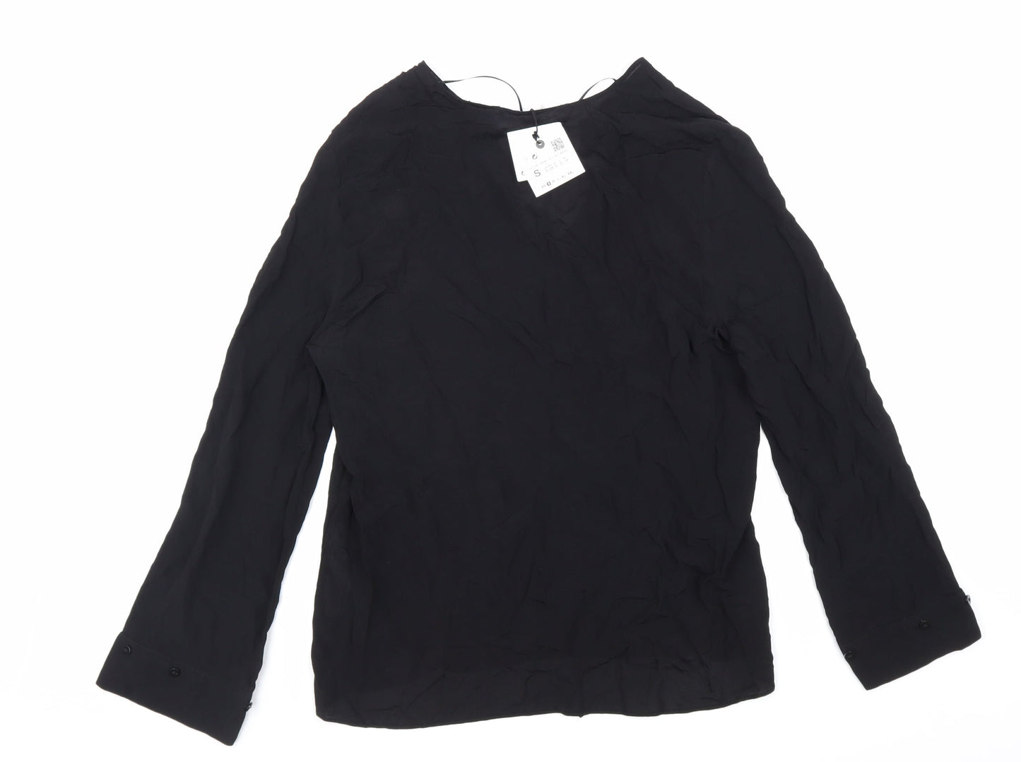 Womens UK Size S Zara Black Basic Blouse