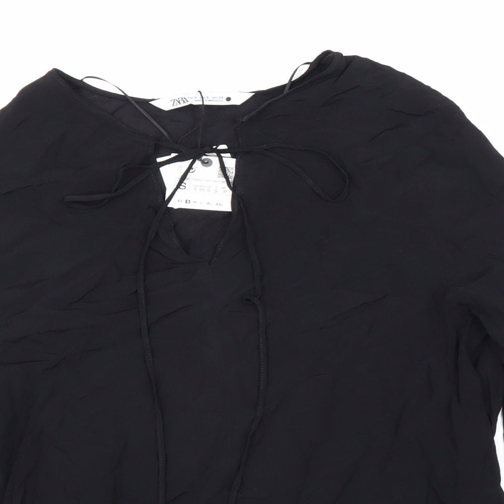 Womens UK Size S Zara Black Basic Blouse