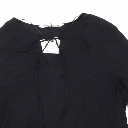Womens UK Size S Zara Black Basic Blouse