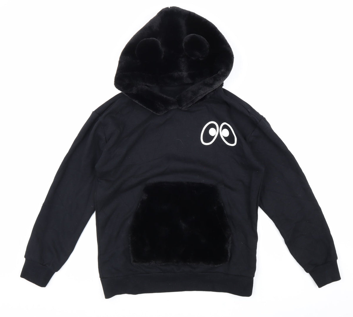 Mini Cream Womens Black Cotton Pullover Hoodie Size M Pullover