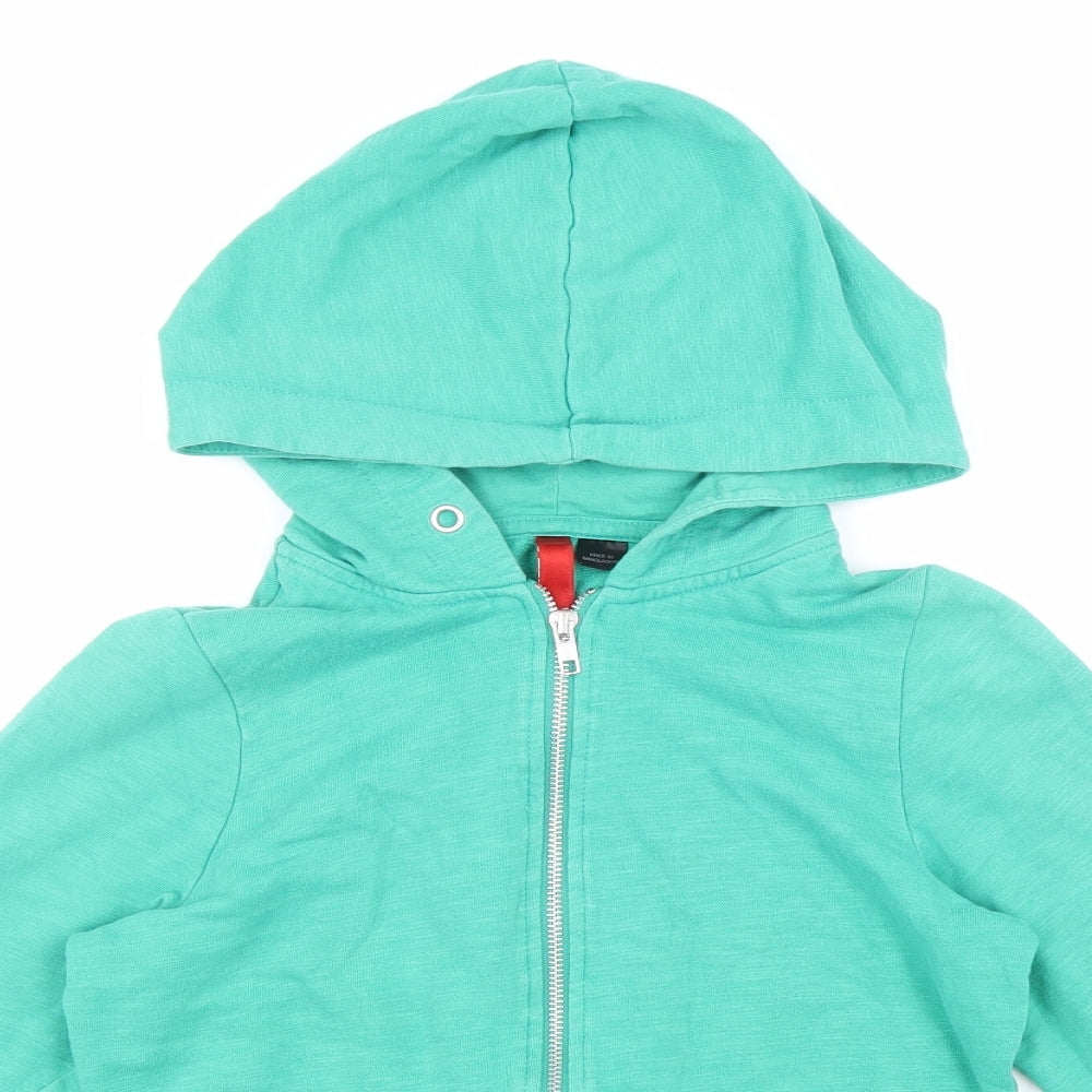 Divided Womens Green Cotton Full Zip Hoodie Size 6 Zip