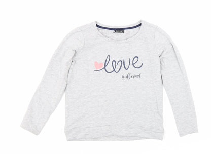 Avenue Womens Grey Cotton Full Zip Sweatshirt Size 8 Pullover - Love