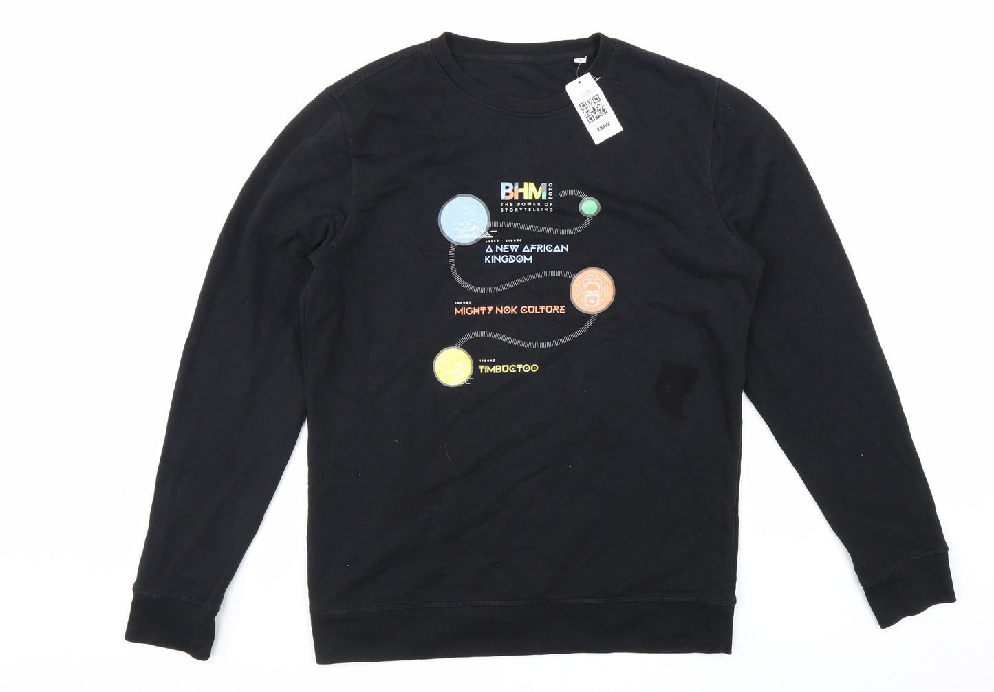 Mens UK Size L Preworn Black Pullover Sweatshirt
