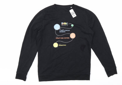 Mens UK Size L Preworn Black Pullover Sweatshirt