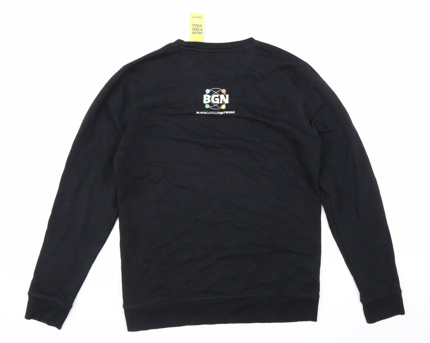 Mens UK Size L Preworn Black Pullover Sweatshirt