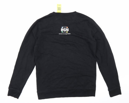 Mens UK Size L Preworn Black Pullover Sweatshirt