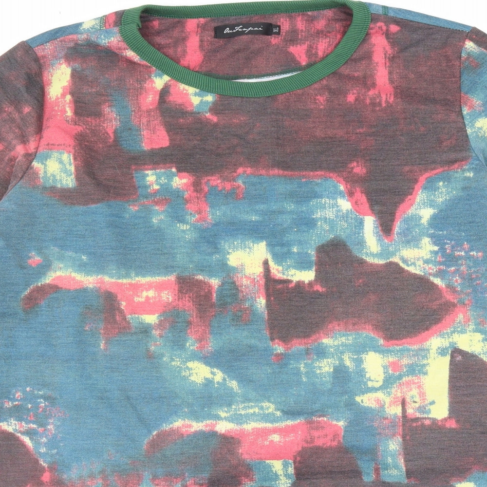 OuiFerpai Womens Multicoloured Geometric Polyester Pullover Sweatshirt Size XL Pullover