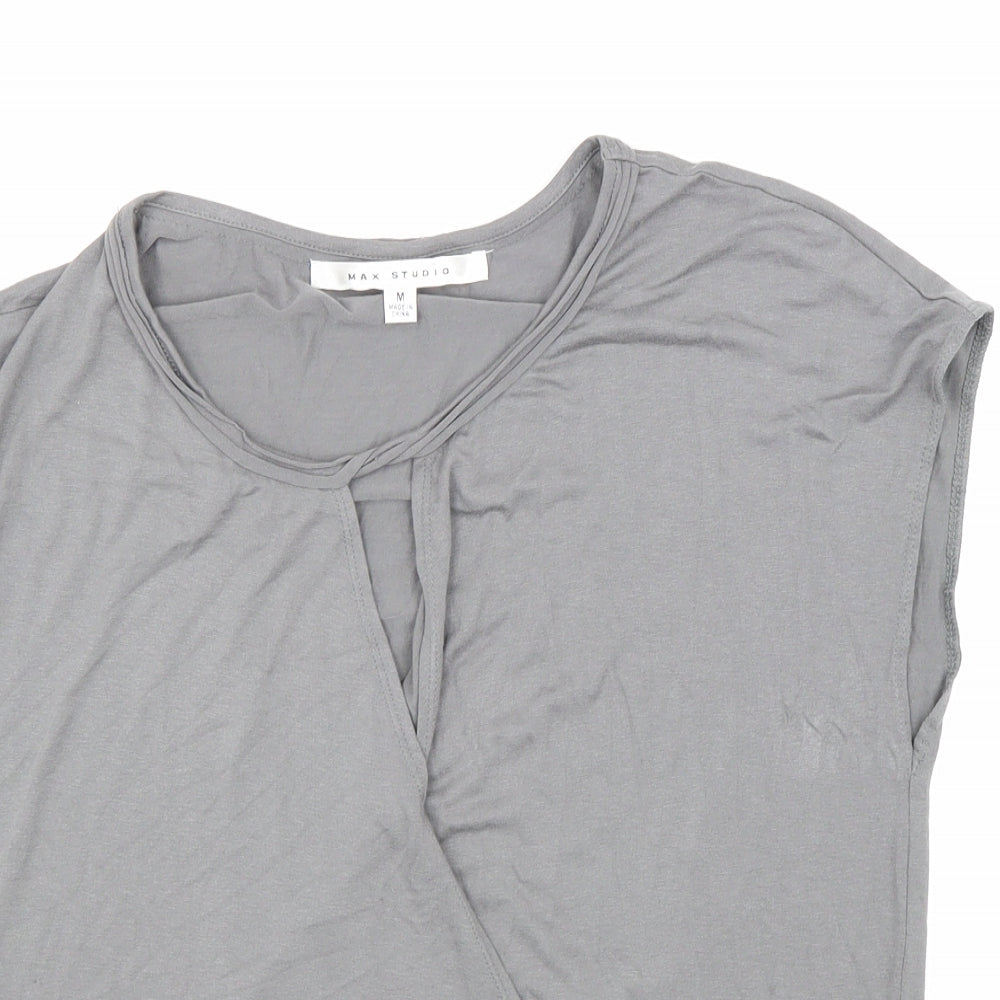 Womens UK Size M Max Studio Grey Basic T-Shirt