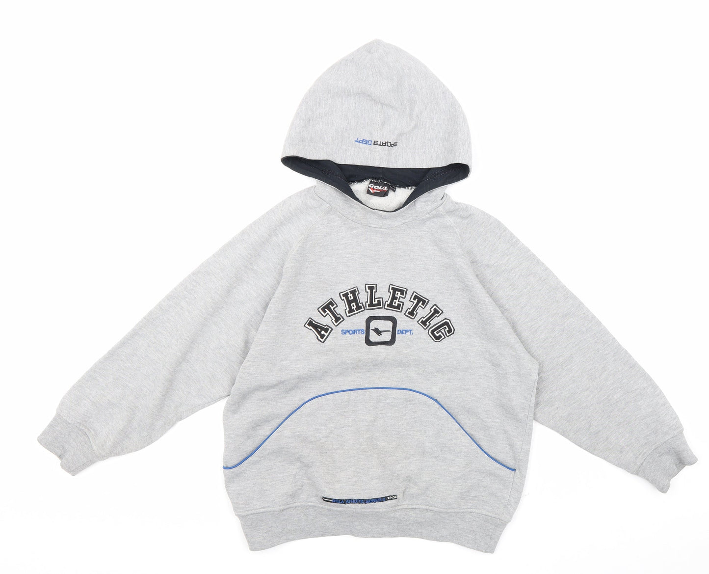 Goula Boys Grey Cotton Pullover Hoodie Size 10-11 Years Pullover - Athletic