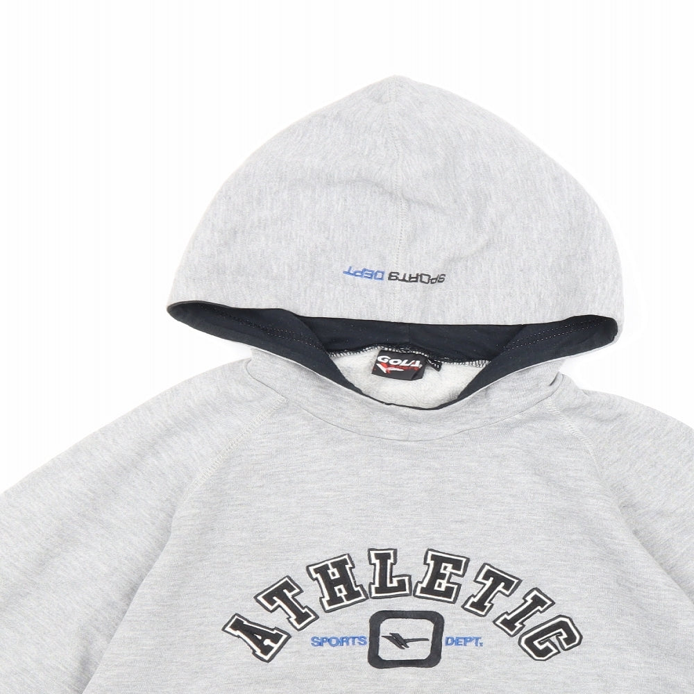 Goula Boys Grey Cotton Pullover Hoodie Size 10-11 Years Pullover - Athletic