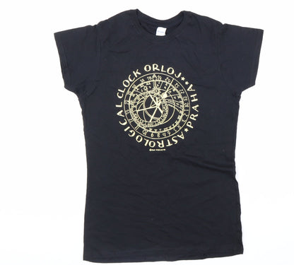 Womens UK Size M Gildan Black Basic T-Shirt