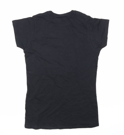 Womens UK Size M Gildan Black Basic T-Shirt