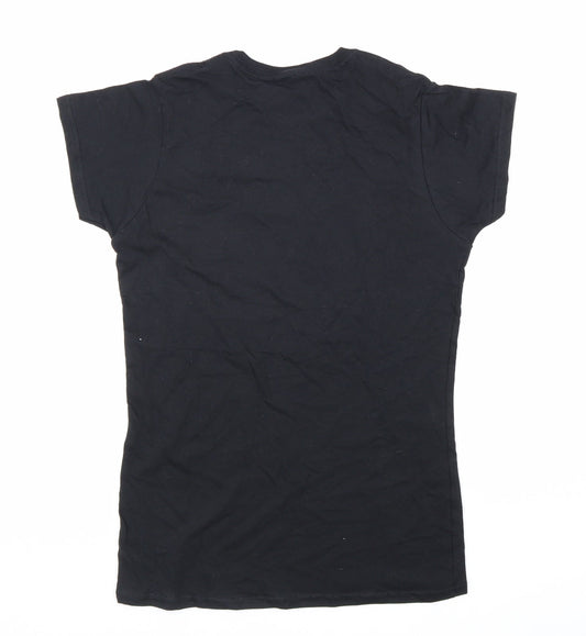 Womens UK Size M Gildan Black Basic T-Shirt