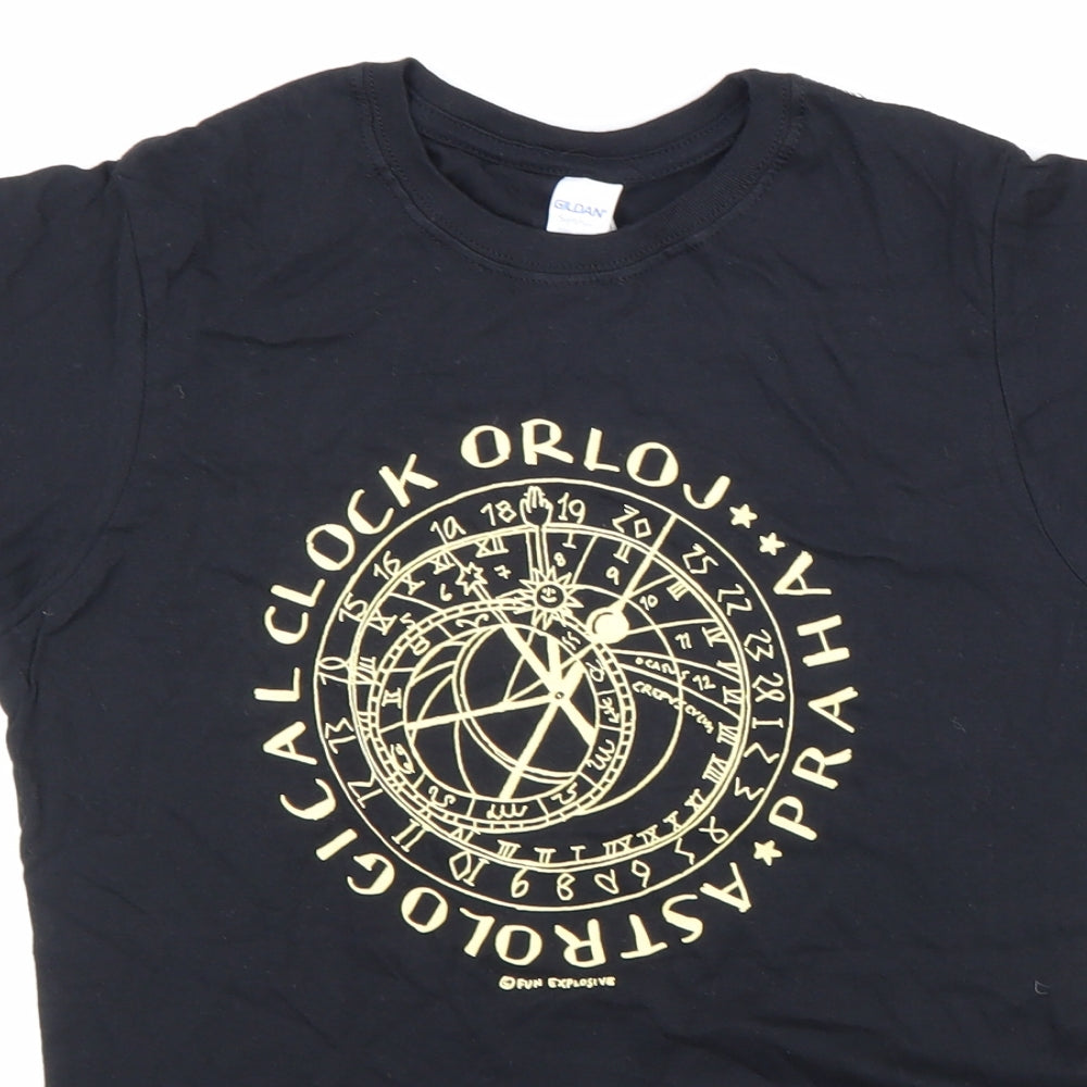 Womens UK Size M Gildan Black Basic T-Shirt