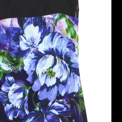 Billie & Blossom Womens Black Floral Polyester Shift Size 6 Round Neck Pullover